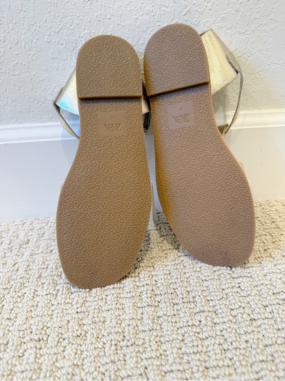 ZARA Gold Leather Fisherman Sandals NWT Women’s size 6.5 - Picture 6 of 6
